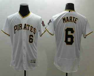 Men's Pittsburgh Pirates #6 Starling Marte White Flexbase 2016 MLB Player Jersey