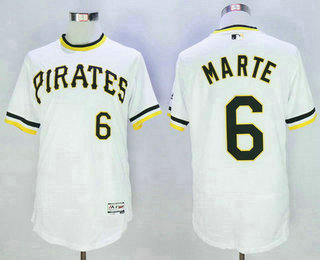 Men's Pittsburgh Pirates #6 Starling Marte White Pullover 2016 Flexbase Majestic Baseball Jersey