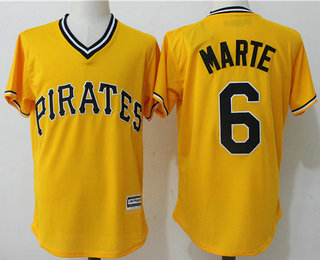 Men's Pittsburgh Pirates #6 Starling Marte Yellow Stitched MLB Majestic Cool Base Jersey