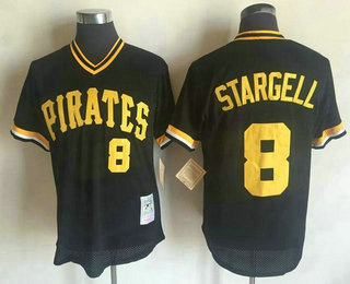 Men's Pittsburgh Pirates #8 Willie Stargell Black Mesh Batting Practice 1982 Throwback Jersey By Mitchell & Ness