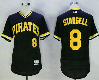 Men's Pittsburgh Pirates #8 Willie Stargell Black Pullover 2016 Flexbase Majestic Baseball Jersey