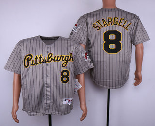 Men's Pittsburgh Pirates #8 Willie Stargell Gray Pinstripe 1997 Throwback Turn Back The Clock MLB Collection Jersey