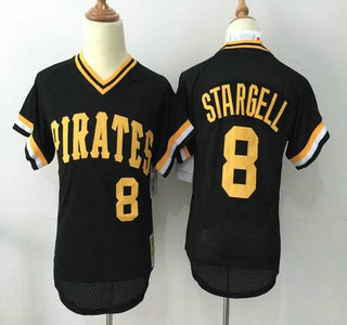 Men's Pittsburgh Pirates #8 Willie Stargell Mesh BP 1982 Black Throwback Jersey