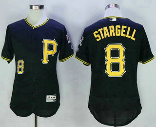 Men's Pittsburgh Pirates #8 Willie Stargell Retired Black 2016 Flexbase Majestic Baseball Jersey