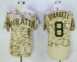 Men's Pittsburgh Pirates #8 Willie Stargell Retired Camo 2016 Flexbase Majestic Baseball Jersey