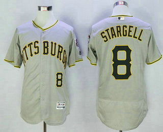 Men's Pittsburgh Pirates #8 Willie Stargell Retired Gray Road 2016 Flexbase Majestic Baseball Jersey