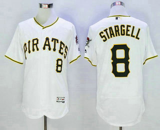 Men's Pittsburgh Pirates #8 Willie Stargell Retired White 2016 Flexbase Majestic Baseball Jersey