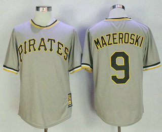 Men's Pittsburgh Pirates #9 Bill Mazeroski Gray Pullover Stitched MLB Majestic Cooperstown Collection Jersey