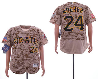 Men's Pittsburgh Pirates 24 Chris Archer Camo Alternate Stitched MLB Flex Base Jersey