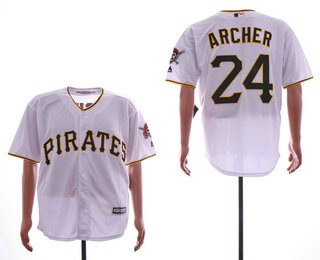 Men's Pittsburgh Pirates 24 Chris Archer White Home Stitched MLB Cool Base Jersey