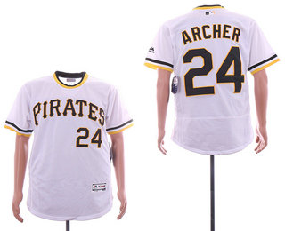 Men's Pittsburgh Pirates 24 Chris Archer White Pullover Stitched MLB Flex Base Jersey