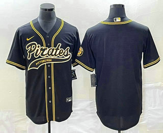 Men's Pittsburgh Pirates Blank Black Cool Base Stitched Baseball Jersey