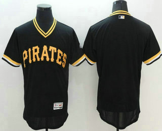 Men's Pittsburgh Pirates Blank Black Pullover 2016 Flexbase Majestic Baseball Jersey