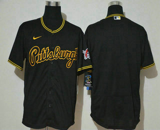 Men's Pittsburgh Pirates Blank Black Pullover Throwback Stitched MLB Flex Base Nike Jersey