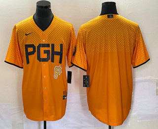 Men's Pittsburgh Pirates Blank Gold 2023 City Connect Stitched Jersey 01