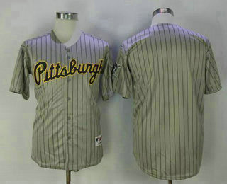 Men's Pittsburgh Pirates Blank Gray Pinstripe 1997 Throwback Turn Back The Clock MLB Majestic Collection Jersey