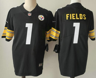 Men's Pittsburgh Steelers #1 Justin Fields Black Vapor Untouchable Limited Stitched Jersey