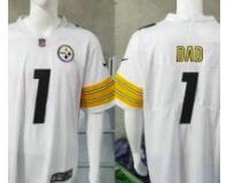 Men's Pittsburgh Steelers #1 Number One Dad Limited White Vapor Jersey