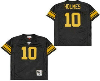 Men's Pittsburgh Steelers #10 Santonio Holmes Black Yellow Throwback Jersey