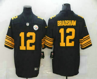 Men's Pittsburgh Steelers #12 Terry Bradshaw Black 2016 Color Rush Stitched NFL Nike Limited Jersey