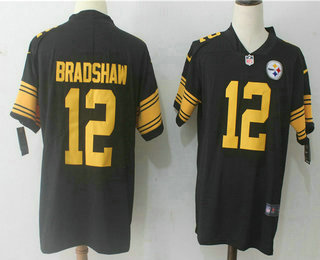 Men's Pittsburgh Steelers #12 Terry Bradshaw Retired Black 2016 Color Rush Stitched NFL Nike Limited Jersey