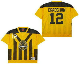 Men's Pittsburgh Steelers #12 Terry Bradshaw Yellow Throwback Jersey