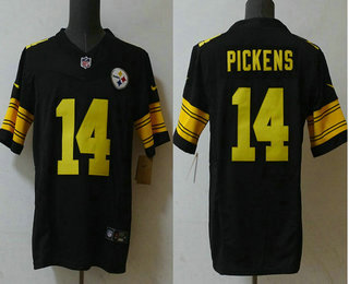 Men's Pittsburgh Steelers #14 George Pickens Black Yellow 2023 FUSE Color Rush Stitched Nike Limited Jersey