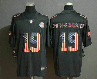 Men's Pittsburgh Steelers #19 JuJu Smith-Schuster 2019 Salute To Service USA Flag Fashion Limited Jersey