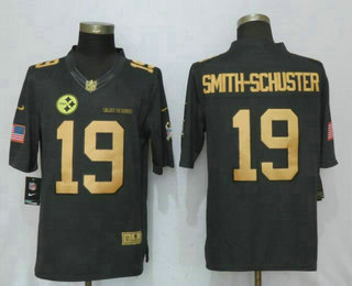 Men's Pittsburgh Steelers #19 JuJu Smith-Schuster Anthracite Gold 2016 Salute To Service Stitched NFL Nike Limited Jersey