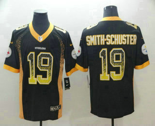 Men's Pittsburgh Steelers #19 JuJu Smith-Schuster Black 2018 Fashion Drift Color Rush Stitched NFL Nike Limited Jersey