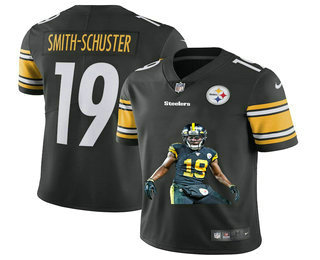 Men's Pittsburgh Steelers #19 JuJu Smith-Schuster Black Player Portrait Edition 2020 Vapor Untouchable Stitched NFL Nike Limited Jersey 1