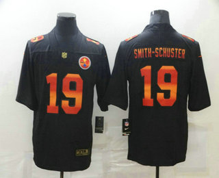 Men's Pittsburgh Steelers #19 JuJu Smith-Schuster Black Red Orange Stripe Vapor Limited Nike NFL Jersey