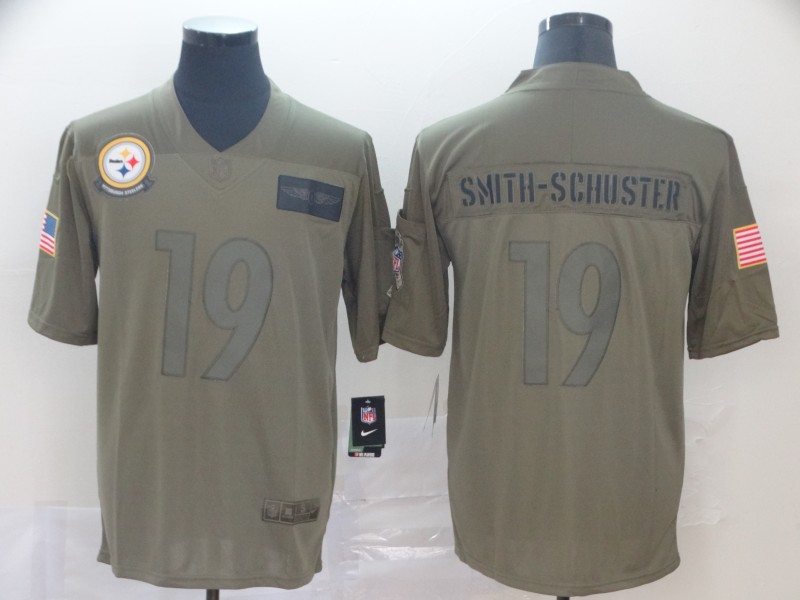 Men's Pittsburgh Steelers #19 JuJu Smith-Schuster NEW Olive 2019 Salute To Service Stitched NFL Nike Limited Jersey