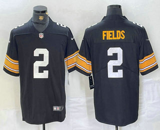 Men's Pittsburgh Steelers #2 Justin Fields Black 2023 Vapor Limited Stitched Throwback Jersey
