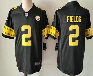 Men's Pittsburgh Steelers #2 Justin Fields Black 2024 Color Rush Limited Stitched Jersey