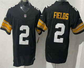 Men's Pittsburgh Steelers #2 Justin Fields Limited Black Alternate FUSE Vapor Jersey