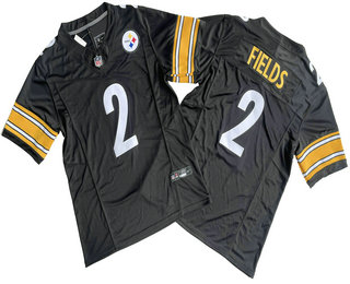 Men's Pittsburgh Steelers #2 Justin Fields Limited Black FUSE Vapor Jersey