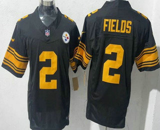 Men's Pittsburgh Steelers #2 Justin Fields Limited Black Throwback FUSE Vapor Jersey