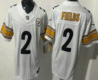 Men's Pittsburgh Steelers #2 Justin Fields Limited White FUSE Vapor Jersey