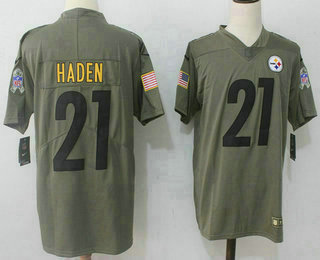 Men's Pittsburgh Steelers #21 Joe Haden Olive 2017 Salute To Service Stitched NFL Nike Limited Jersey