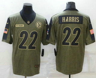 Men's Pittsburgh Steelers #22 Najee Harris 2021 Olive Salute To Service Limited Stitched Jersey