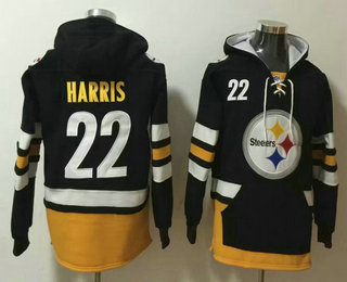 Men's Pittsburgh Steelers #22 Najee Harris NEW Black Pocket Stitched NFL Pullover Hoodie