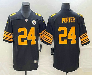 Men's Pittsburgh Steelers #24 Joey Porter Jr Black 2023 Color Rush Limited Stitched Jersey