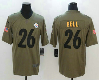 Men's Pittsburgh Steelers #26 Le'Veon Bell Gray 2017 Olive Salute To Service Stitched NFL Nike Limited Jersey