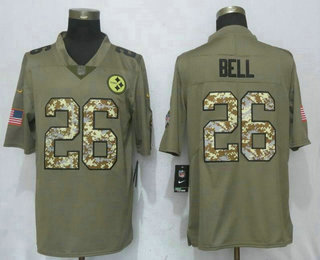 Men's Pittsburgh Steelers #26 Le'Veon Bell Olive With Camo 2017 Salute To Service Stitched NFL Nike Limited Jersey