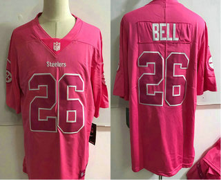 Men's Pittsburgh Steelers #26 Le'Veon Bell Pink Fashion 2017 Rush NFL Nike Limited Jersey