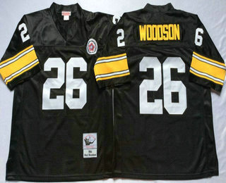 Men's Pittsburgh Steelers #26 Woodson Black Throwback Jersey by Mitchell & Ness