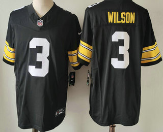 Men's Pittsburgh Steelers #3 Russell Wilson Black 2023 FUSE Vapor Limited Stitched Throwback Jersey