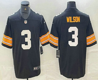 Men's Pittsburgh Steelers #3 Russell Wilson Black 2023 Vapor Limited Stitched Throwback Jersey