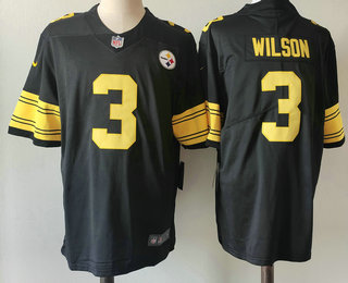 Men's Pittsburgh Steelers #3 Russell Wilson Black Yellow 2022 Color Rush Stitched Nike Limited Jersey